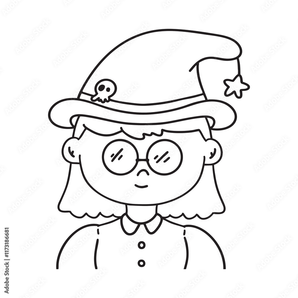 Coloring Page Smiling Cute Witch Girl Coloring Page Smiling Cute Witch Girl