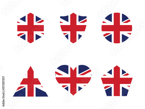 vector design of the british flag emblem with various shapes