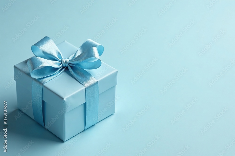 Soft pastel blue Christmas bow ribbon with a delicate sheen, christmas, gift wrapping, soft Soft pastel blue Christmas bow ribbon with a delicate sheen, christmas, gift wrapping, soft