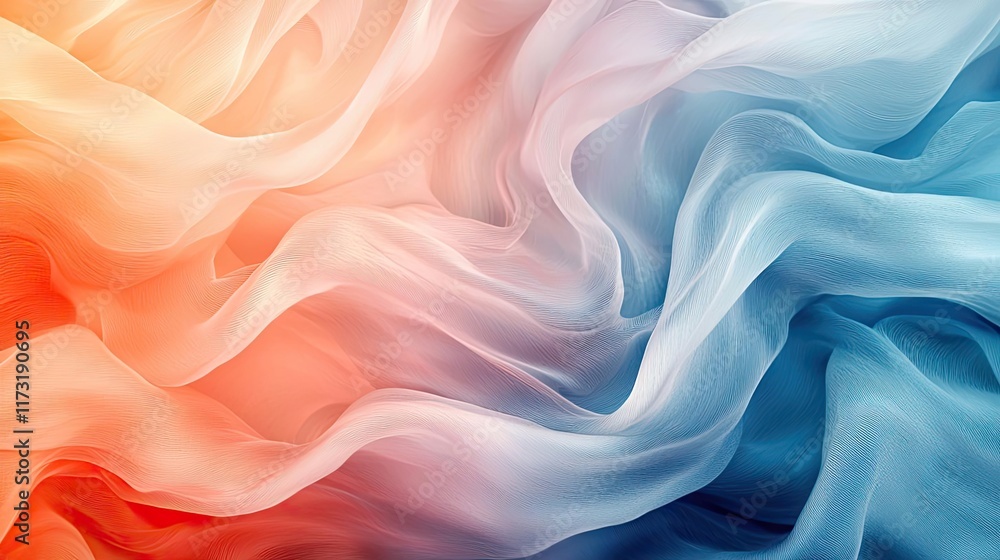 Fototapeta premium Soft abstract background concept. Abstract fabric texture in vibrant colors creating a flowing, ethereal visual effect.