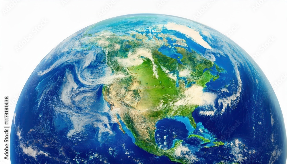 Fototapeta premium Stunning View of North America from Space Capturing Earth's Vibrant Ecosystems, Weather Patterns, and Geographic Features for Earth Day Inspiration