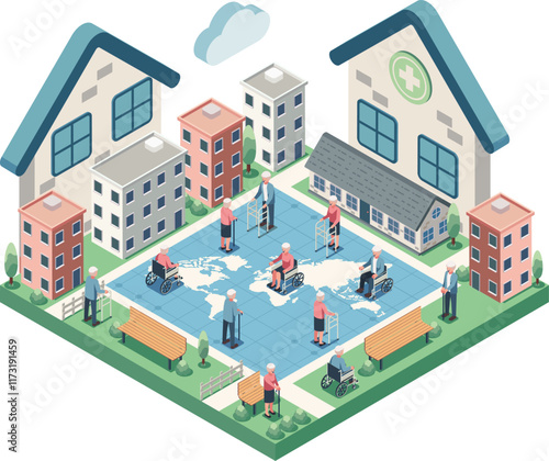 Isometric Global Aging Population with Elderly Using Mobility Aids