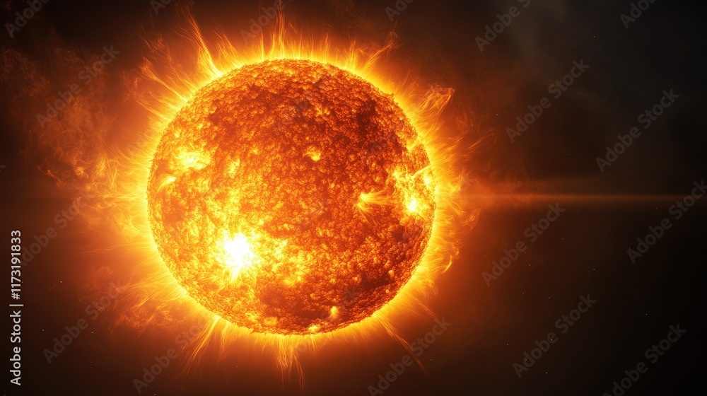 The sun's surface roiling with activity as a massive solar flare launches energy directly toward Earth's orbit. The sun's surface roiling with activity as a massive solar flare launches energy directly toward Earth's orbit.