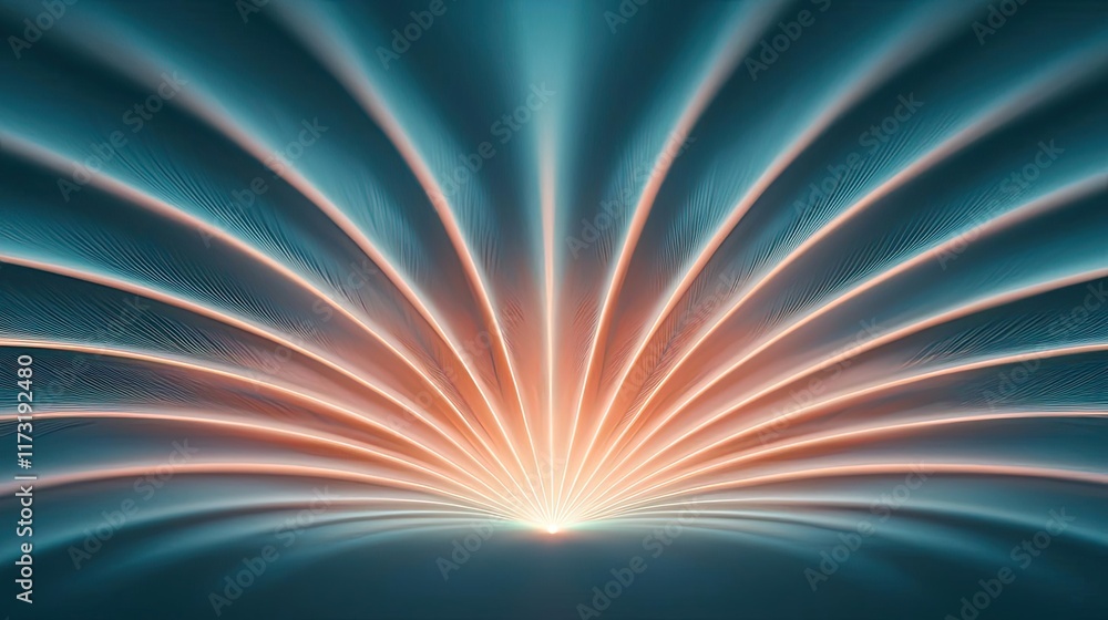 Obraz premium Feather abstract background concept. A vibrant abstract image featuring radiant waves of light in soft colors.