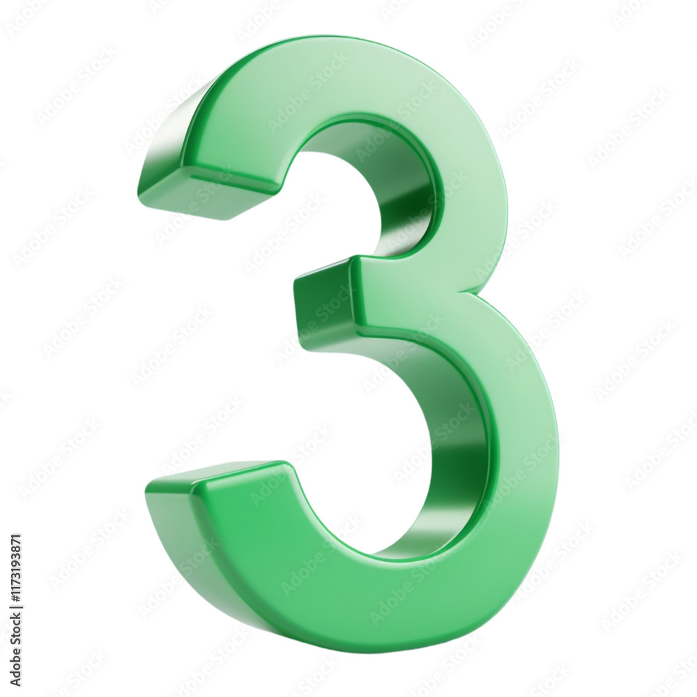 3D Number 3 Icon Isolated on Transparent Background 3D Number 3 Icon Isolated on Transparent Background