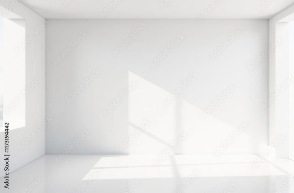 An empty room featuring a large window and a clean white wall An empty room featuring a large window and a clean white wall