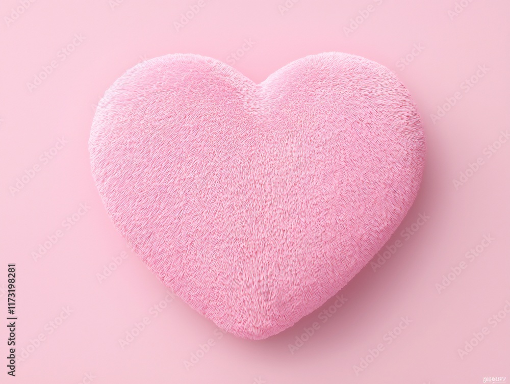 Fototapeta premium Valentine's Day Fluffy Pink Heart Shape Soft Plush Texture Valentine s Day Romantic Love Concept