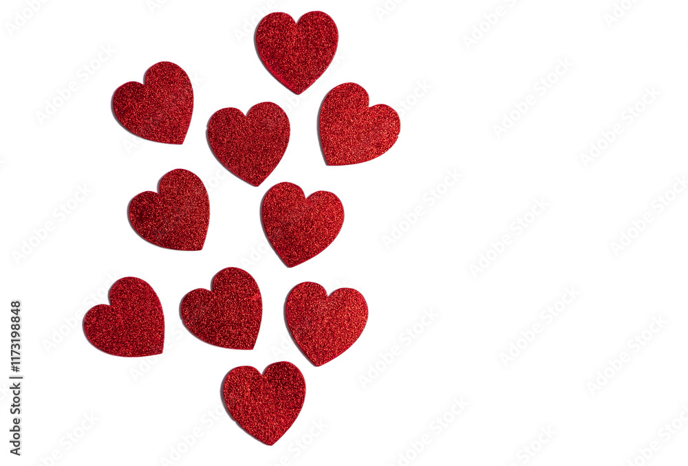Glittering red hearts background. Concept love banner, valentine's day greeting card, wedding invitation, birthday poster. Hearts romantic pattern for Happy Women's, Mother's, Day. Photo. Copy space Glittering red hearts background. Concept love banner, valentine's day greeting card, wedding invitation, birthday poster. Hearts romantic pattern for Happy Women's, Mother's, Day. Photo. Copy space