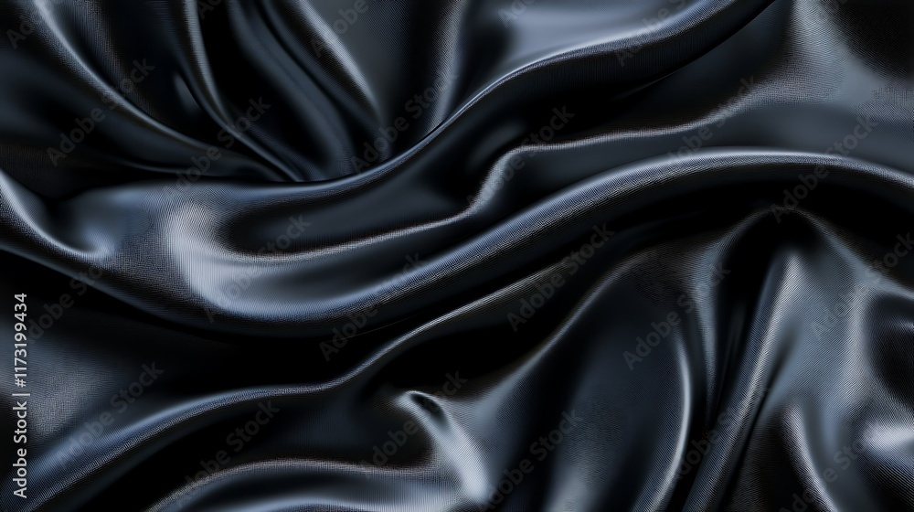 Fototapeta premium Dark silk fabric folds, elegant texture, background, design.