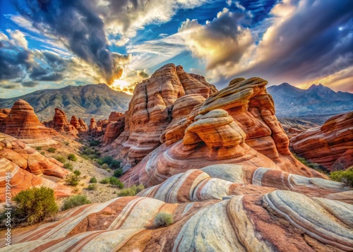 Double Exposure: Aztec Sandstone Slickrock, Red Rock Canyon, Nevada photo