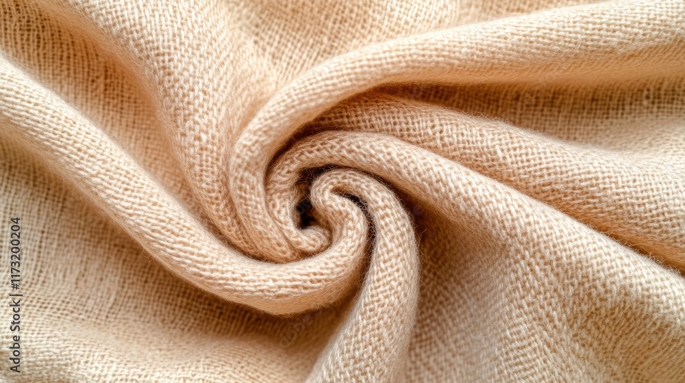 close up of latte tone linen fabric texture with visible woven details, showcasing its soft and natural appearance in swirling pattern close up of latte tone linen fabric texture with visible woven details, showcasing its soft and natural appearance in swirling pattern