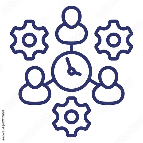 teamwork and deadline icon, line design