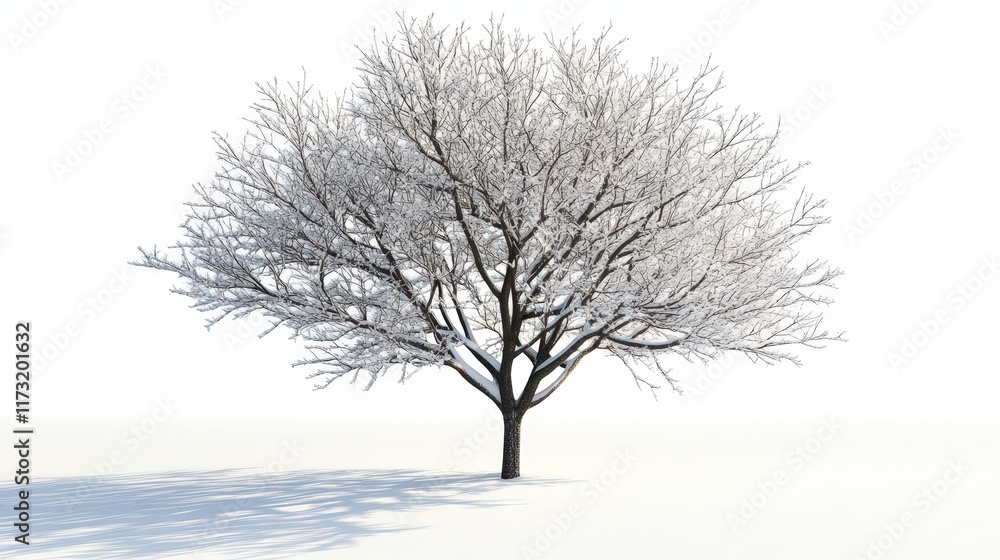 Snow covered tree in winter landscape scene Snow covered tree in winter landscape scene