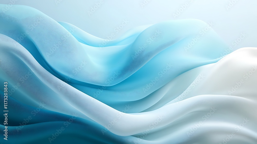Fototapeta premium Blue and white fabric waves, abstract background, design element.