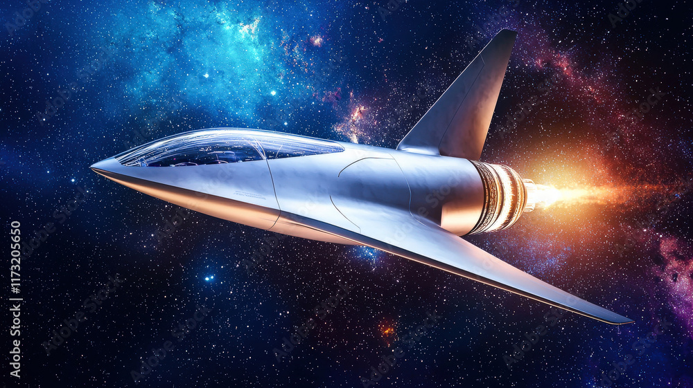 A sleek, futuristic spaceship with glowing engines flying at high speed through a cosmic nebula, surrounded by distant stars, showcasing advanced technology and deep space exploration. A sleek, futuristic spaceship with glowing engines flying at high speed through a cosmic nebula, surrounded by distant stars, showcasing advanced technology and deep space exploration.