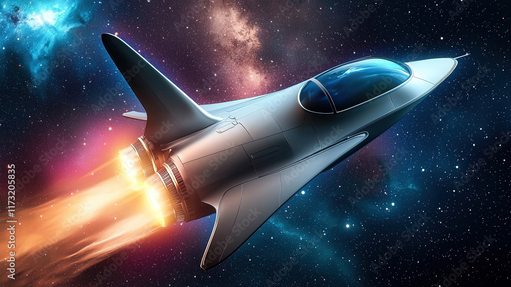A sleek, futuristic spaceship with glowing engines flying at high speed through a cosmic nebula, surrounded by distant stars, showcasing advanced technology and deep space exploration. A sleek, futuristic spaceship with glowing engines flying at high speed through a cosmic nebula, surrounded by distant stars, showcasing advanced technology and deep space exploration.