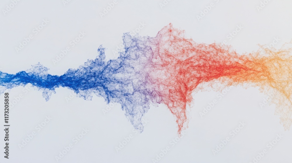 Obraz premium Vibrant Abstract Swirling Smoke Wave in Blue Red and Orange Colors