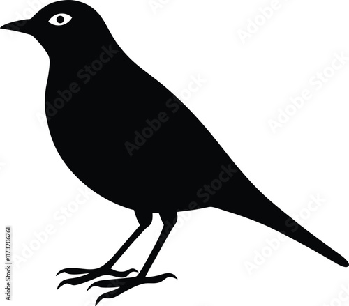 Black bird silhouette vector displayed on a white background