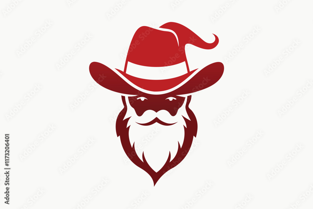 Christmas Cowboy Hat Clipart Graphic santa t shirt Design white background G.eps Christmas Cowboy Hat Clipart Graphic santa t shirt Design white background G.eps