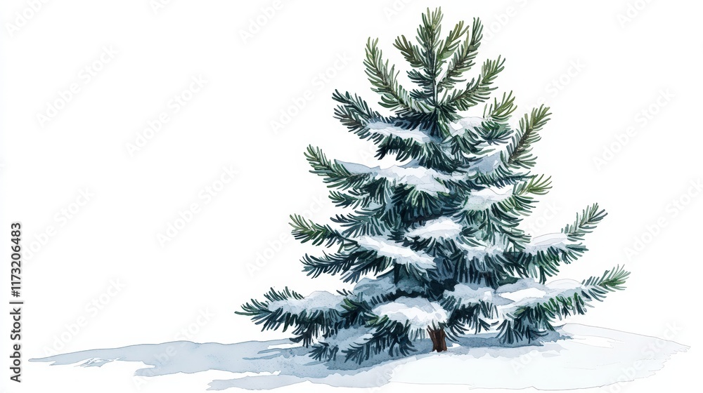 Obraz premium A Snow Covered Evergreen Tree Stands Tall In Winter