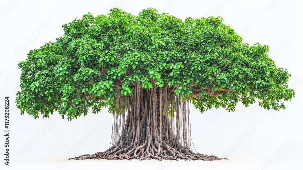 Fototapeta premium Lush Green Tree With Extensive Aerial Roots