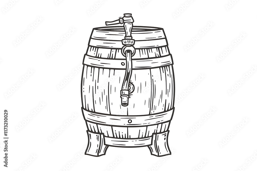 Outline of a beer keg with a tap handle on a white background Outline of a beer keg with a tap handle on a white background