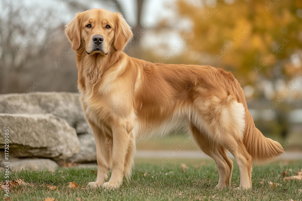 Golden retriever dog at autumn park outdoor photography Golden retriever dog at autumn park outdoor photography