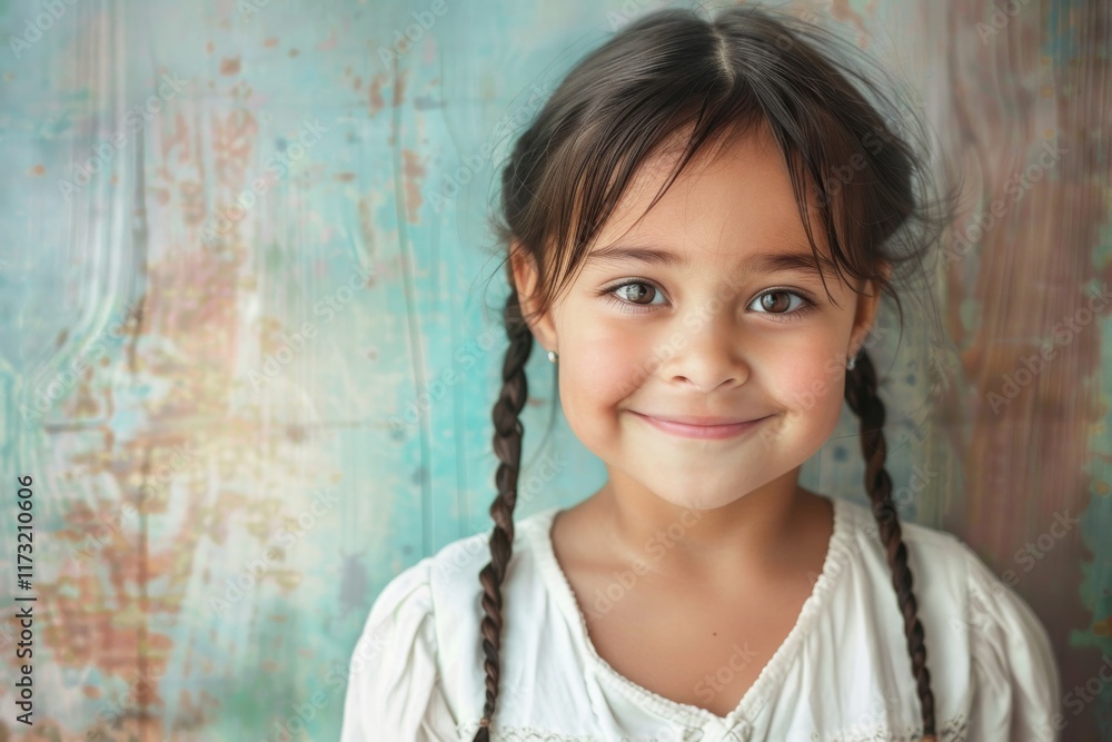 Smiling girl with braids portrait Smiling girl with braids portrait