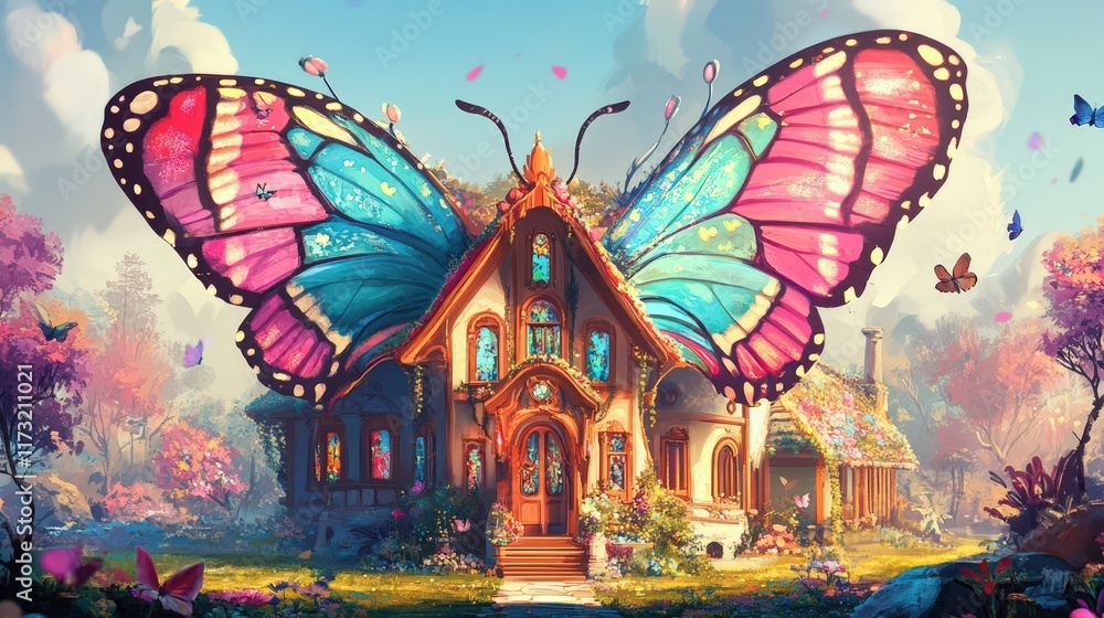 Fototapeta premium Butterfly Wings House A Fairytale Fantasy Home
