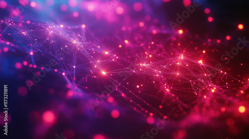 Abstract network background with glowing nodes and vibrant colors