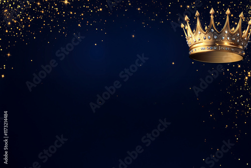 Couronne des rois mages pour la galette des rois à l'Épiphanie le 6 janvier rois mages, espace négatif copyspace