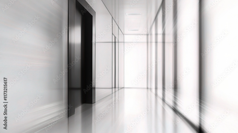 Blurred Office Interior with Door and Modern Design Elements Blurred Office Interior with Door and Modern Design Elements