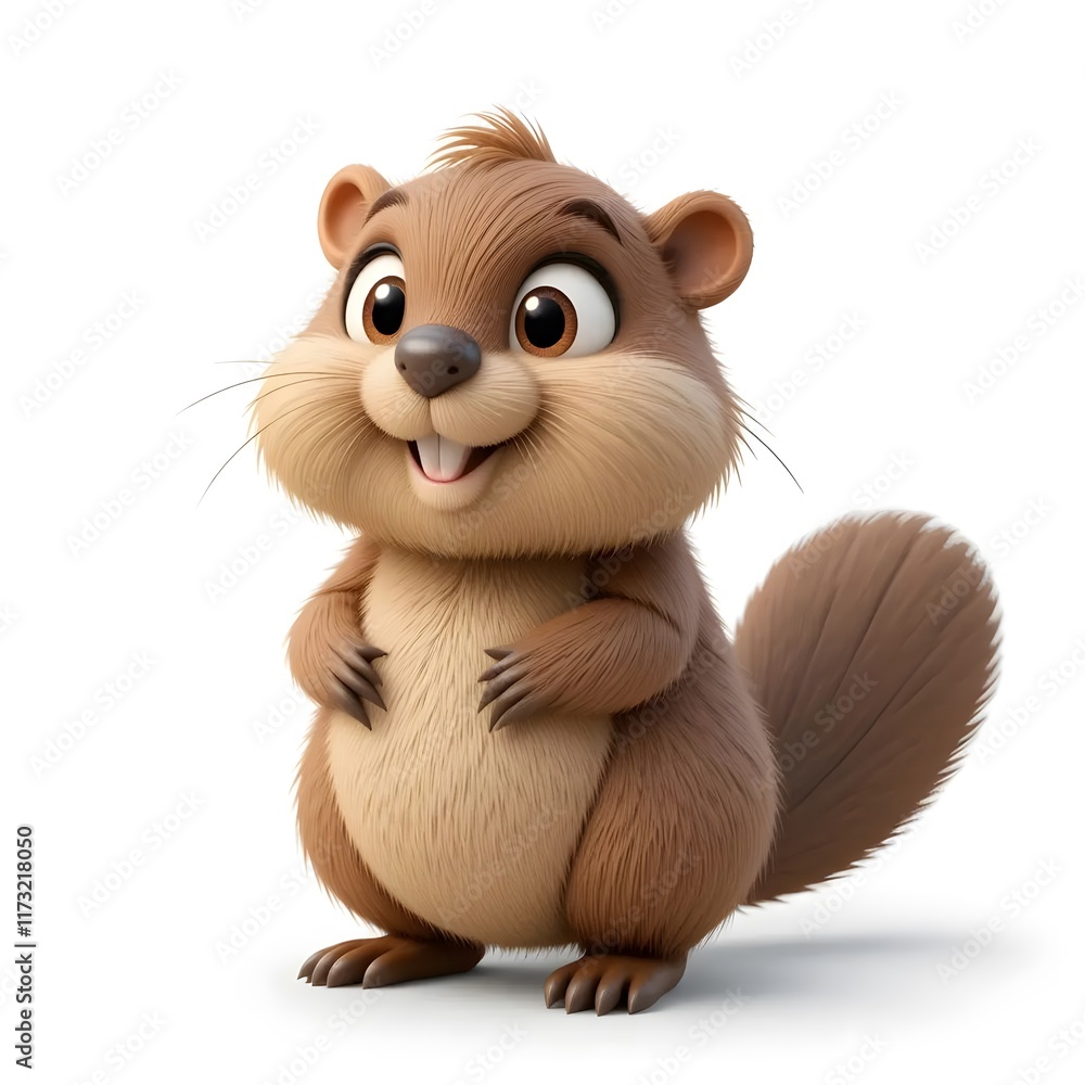 Fototapeta premium Adorable 3D Animal Character with Vibrant Colors and Playful Expression for Creative Projects. Generative AI