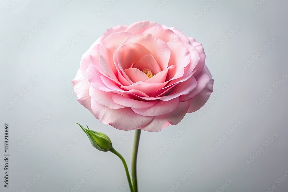 Elegant Pink Eustoma Lisianthus Flower Isolated on White Background - Minimalist Stock Photo Elegant Pink Eustoma Lisianthus Flower Isolated on White Background - Minimalist Stock Photo