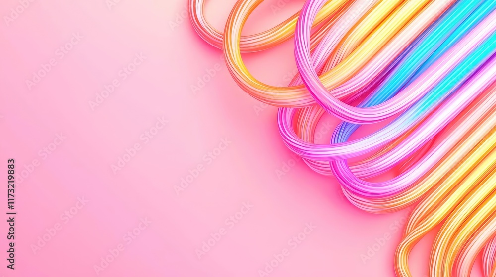 Neon abstract background concept. Colorful abstract lines create a vibrant and playful design against a soft pink background. Neon abstract background concept. Colorful abstract lines create a vibrant and playful design against a soft pink background.