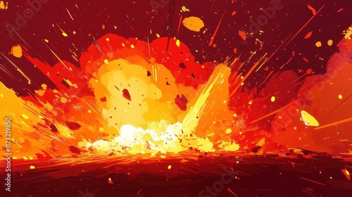 Fiery Explosion Abstract Art Red Orange Yellow Hues