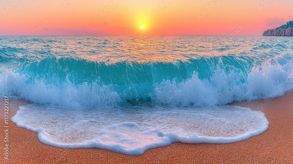 Naklejka premium Ocean Breeze on a Windswept Beach,