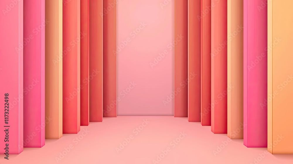 Neon abstract background concept. A vibrant hallway with colorful columns creating an artistic, abstract environment. Neon abstract background concept. A vibrant hallway with colorful columns creating an artistic, abstract environment.