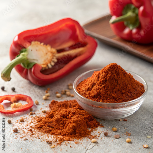 red capsicum with red chili powder spices looking tasty