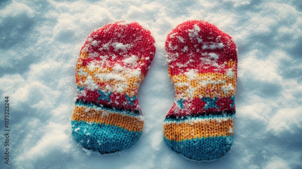 Colorful Knitted Socks in the Snow Colorful Knitted Socks in the Snow