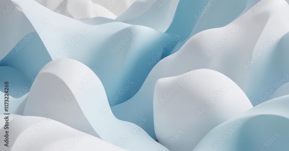 Obraz premium Soft, blended pastel blue and white abstract shapes, blue, atmosphere
