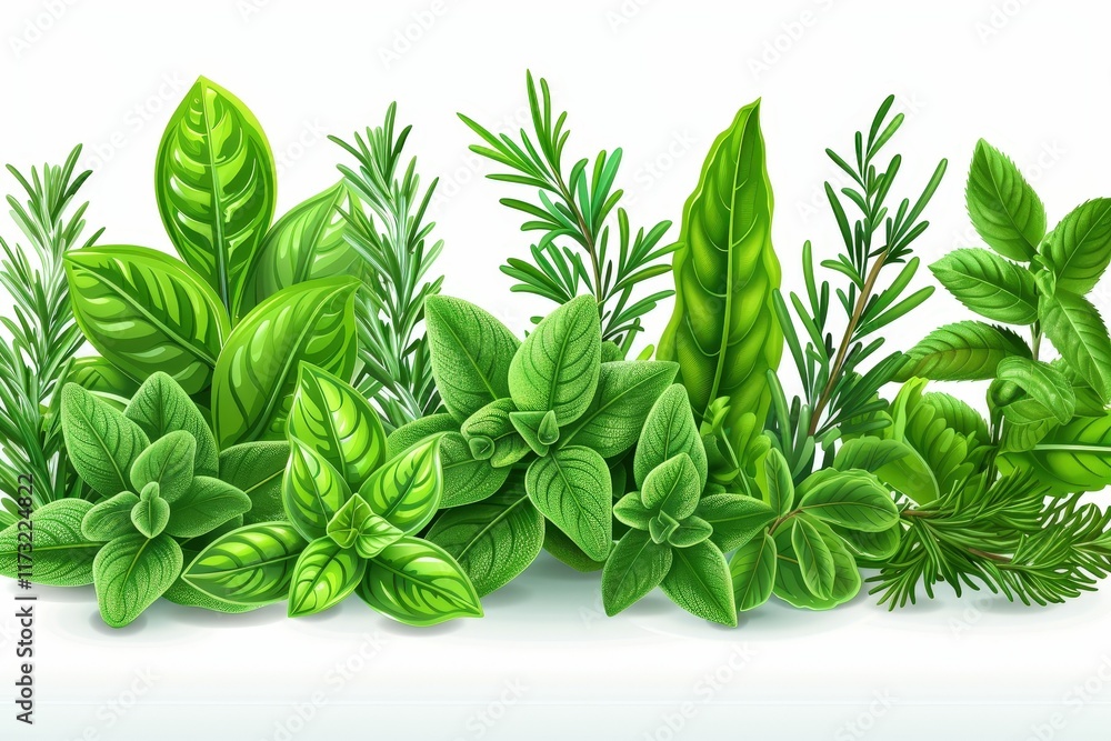 Obraz premium Herbal garden display nature botanical illustration lush environment aesthetic viewpoint greenery concept for seo impact