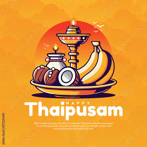 Happy Thaipusam dedicated to Lord Murugan social media post banner template, Happy Thaipusam wishes, Lord Murugan blessings, Thaipusam festival celebration,