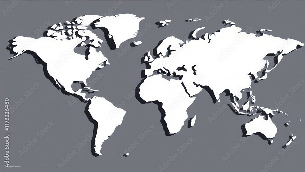 Obraz premium Shadowed Silhouettes: A Dynamic World Map.