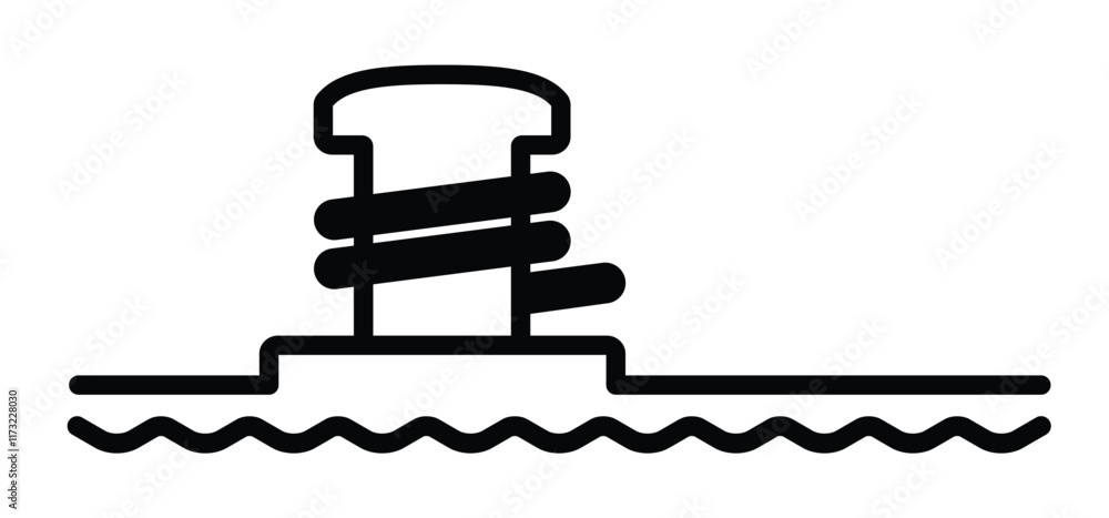 Cartoon mooring posts, or bollards icon. For ship, boat, ferry or mooring boats. Marine bollard for boats or yachts mooring. For rope tied on pier. Boat tools. Haven or port and bollard angled logo Cartoon mooring posts, or bollards icon. For ship, boat, ferry or mooring boats. Marine bollard for boats or yachts mooring. For rope tied on pier. Boat tools. Haven or port and bollard angled logo