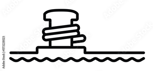 Cartoon mooring posts, or bollards icon. For ship, boat, ferry or mooring boats. Marine bollard for boats or yachts mooring. For rope tied on pier. Boat tools. Haven or port and bollard angled logo