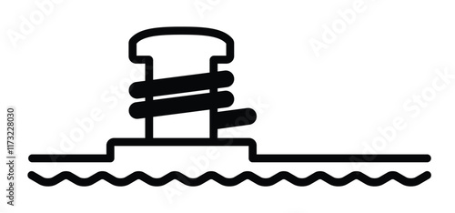 Cartoon mooring posts, or bollards icon. For ship, boat, ferry or mooring boats. Marine bollard for boats or yachts mooring. For rope tied on pier. Boat tools. Haven or port and bollard angled logo