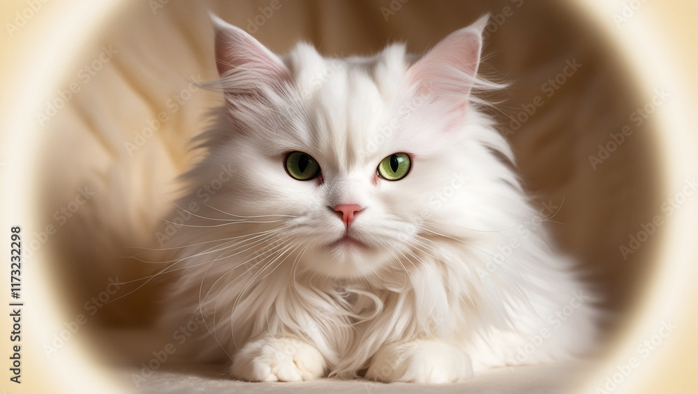 Artistic portrait photo of a fluffy cat with an alert and curious expression, . Artistic portrait photo of a fluffy cat with an alert and curious expression, .