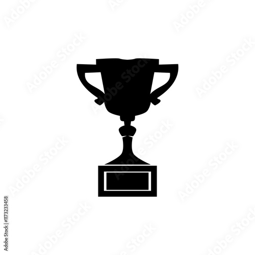 Winner trophy isolated on white background. Black trophy of victory in sport event. Trophy icon vector illustration.