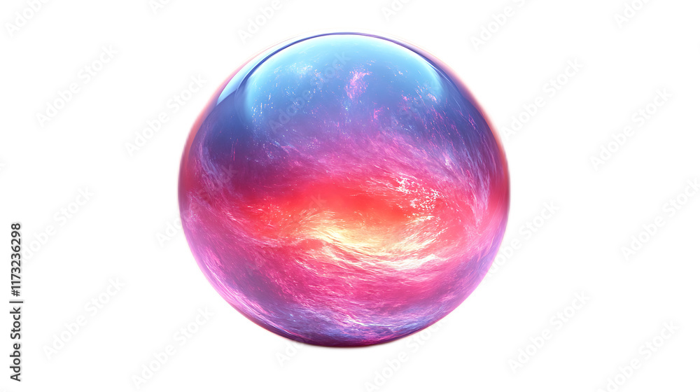 Obraz premium Cosmic Orb: A mesmerizing orb pulses with vibrant hues of pink and blue, swirling with ethereal energy. This captivating digital artwork evokes a sense of mystery and wonder.